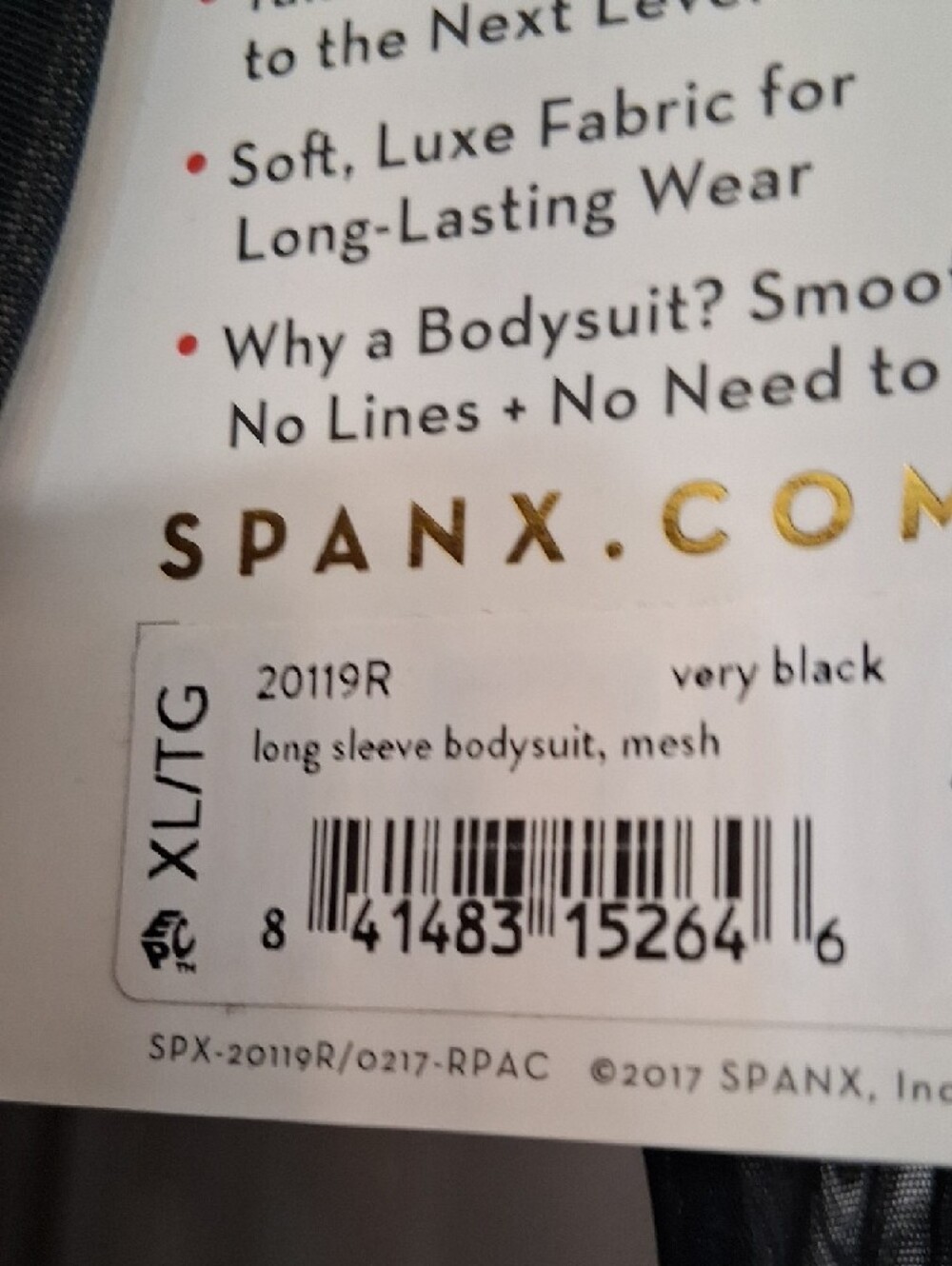 SPANX Sheer Long Sleeve Bodysuit in Black - Picture 2 of 6